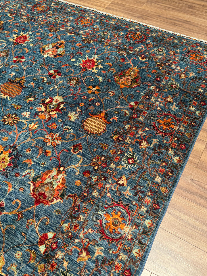 Sultani Binbirgece Orijinal El Dokuması Mavi Kök Boya Yün Halı 245x305 7.47 Metrekare - 7x10 ft