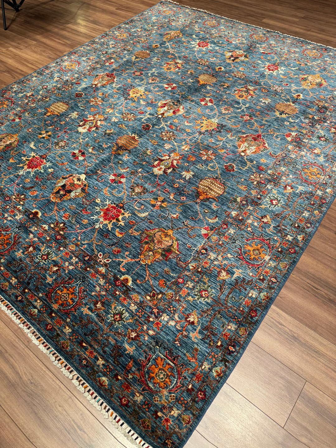 Sultani Binbirgece Orijinal El Dokuması Mavi Kök Boya Yün Halı 245x305 7.47 Metrekare - 7x10 ft