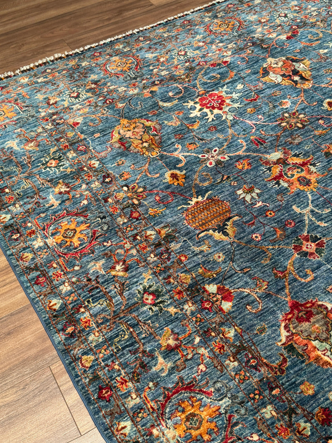 Sultani Binbirgece Orijinal El Dokuması Mavi Kök Boya Yün Halı 245x305 7.47 Metrekare - 7x10 ft