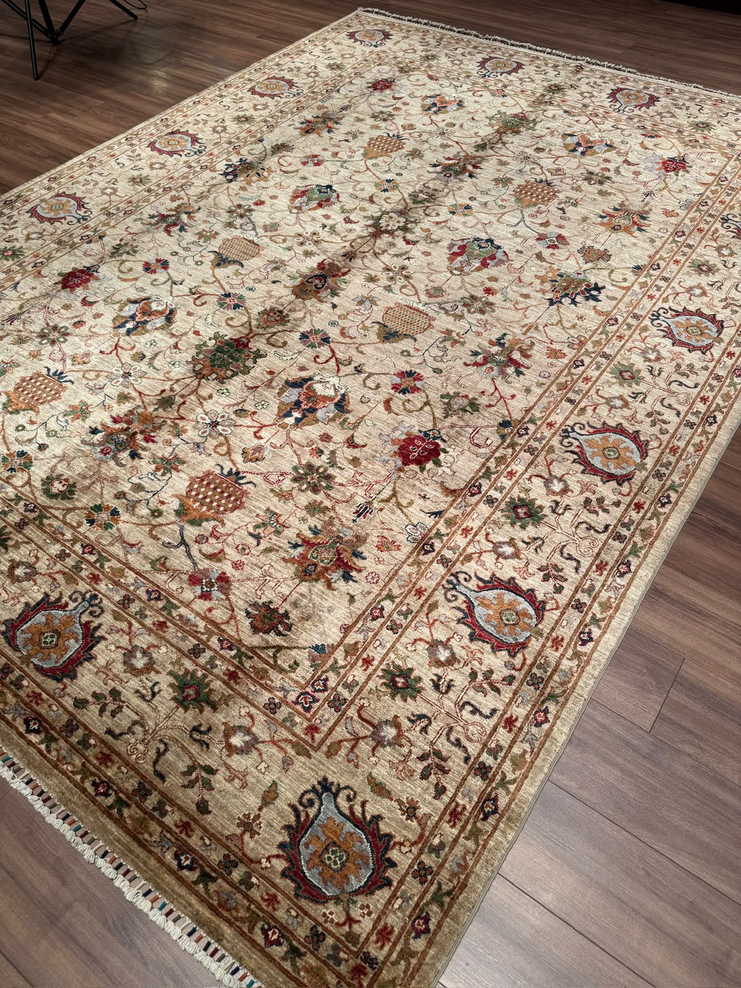 Sultani Binbirgece Orijinal El Dokuması Bej Kök Boya Yün Halı 269x364 9.79 Metrekare - 8x12 ft