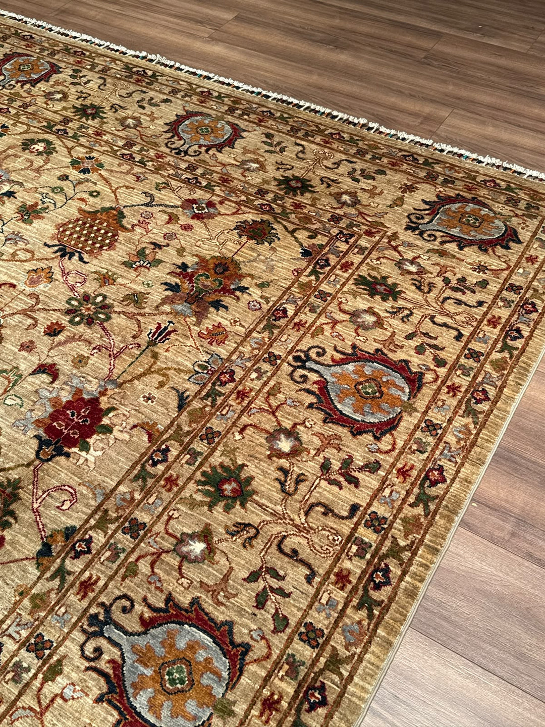 Sultani Binbirgece Orijinal El Dokuması Bej Kök Boya Yün Halı 269x364 9.79 Metrekare - 8x12 ft
