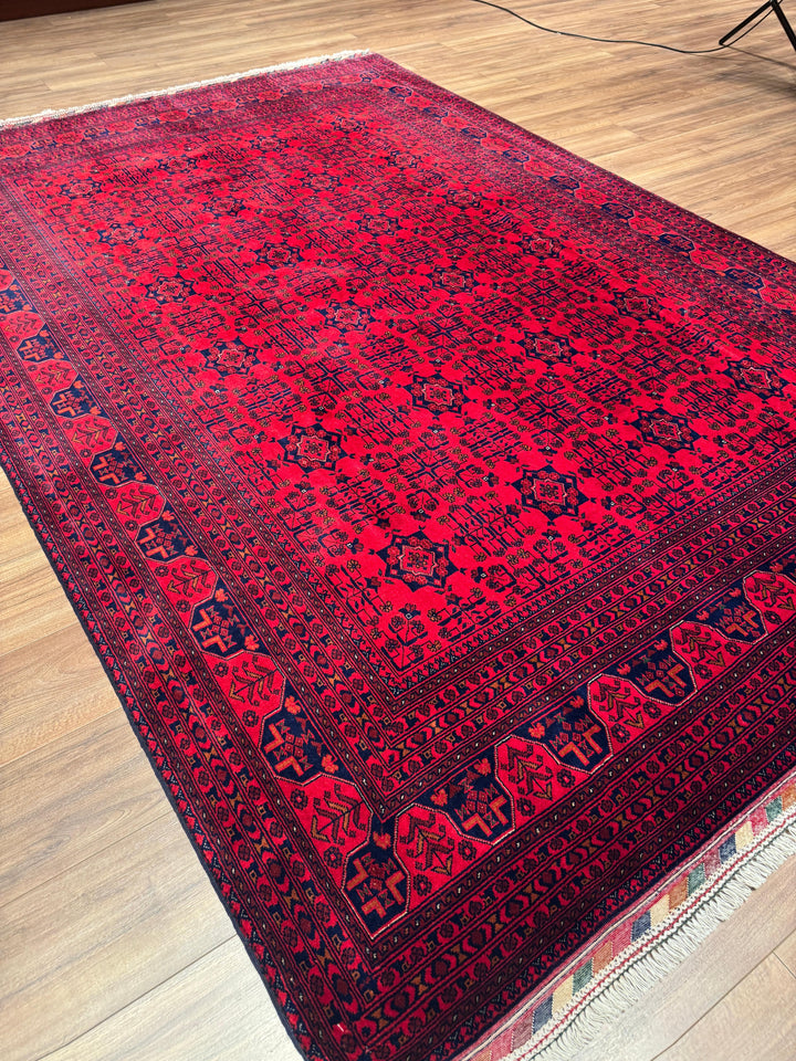Afgan Halısı Bilcik Orijinal El Dokuması Kök Boya Yün 205x303 6.21 Metrekare - 7x10 ft