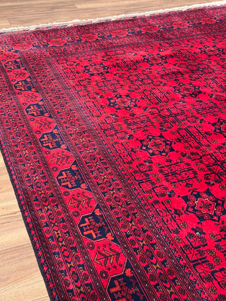 Afgan Halısı Bilcik Orijinal El Dokuması Kök Boya Yün 205x303 6.21 Metrekare - 7x10 ft