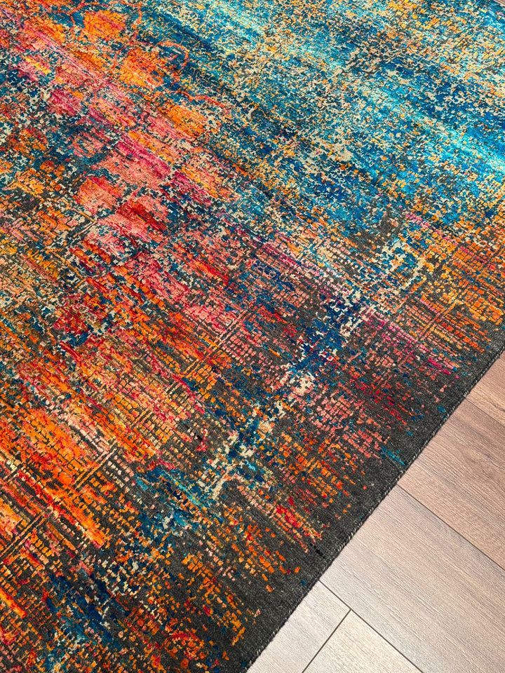 Oxidised Orijinal El Dokuması Multi Yün İpek Halı 244x304 7.42 Metrekare - 8x10 ft