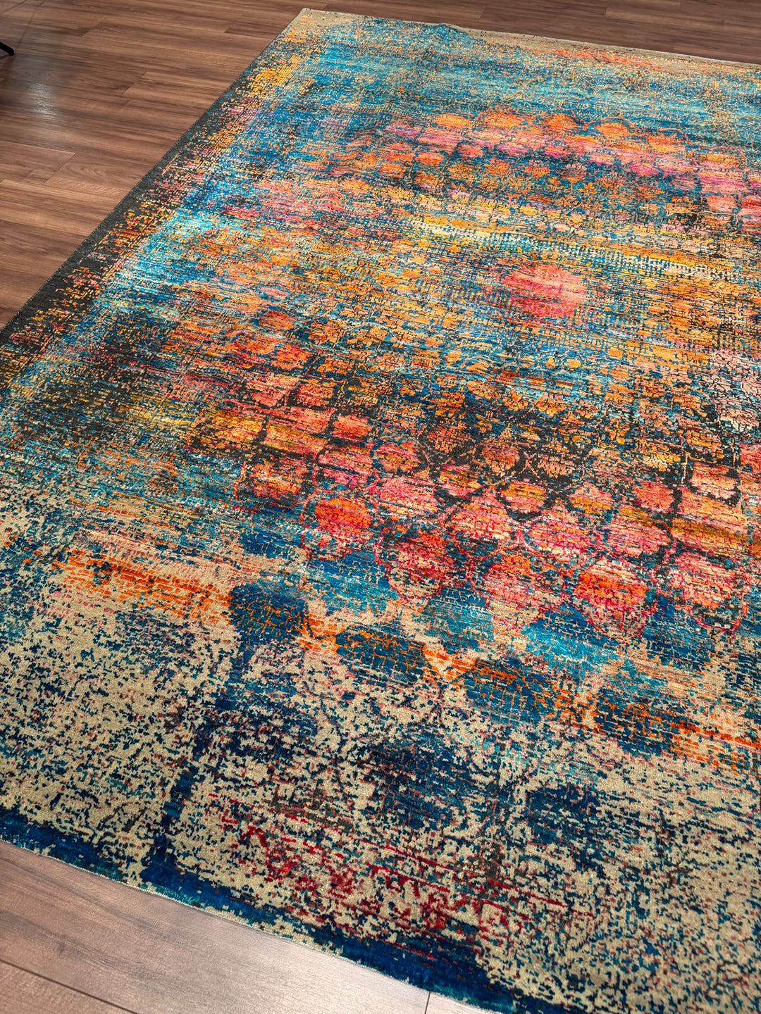 Oxidised Orijinal El Dokuması Multi Yün İpek Halı 244x304 7.42 Metrekare - 8x10 ft