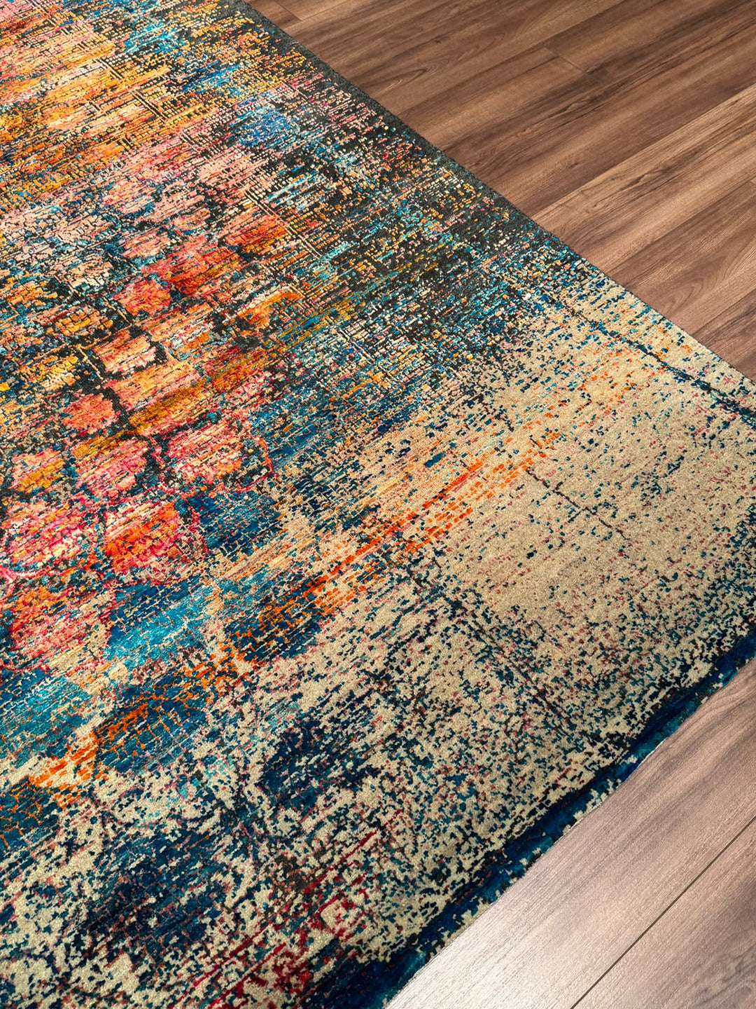 Oxidised Orijinal El Dokuması Multi Yün İpek Halı 244x304 7.42 Metrekare - 8x10 ft