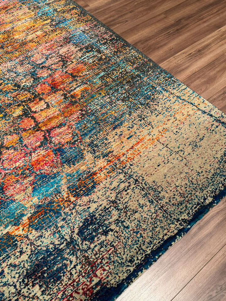 Oxidised Orijinal El Dokuması Multi Yün İpek Halı 244x304 7.42 Metrekare - 8x10 ft