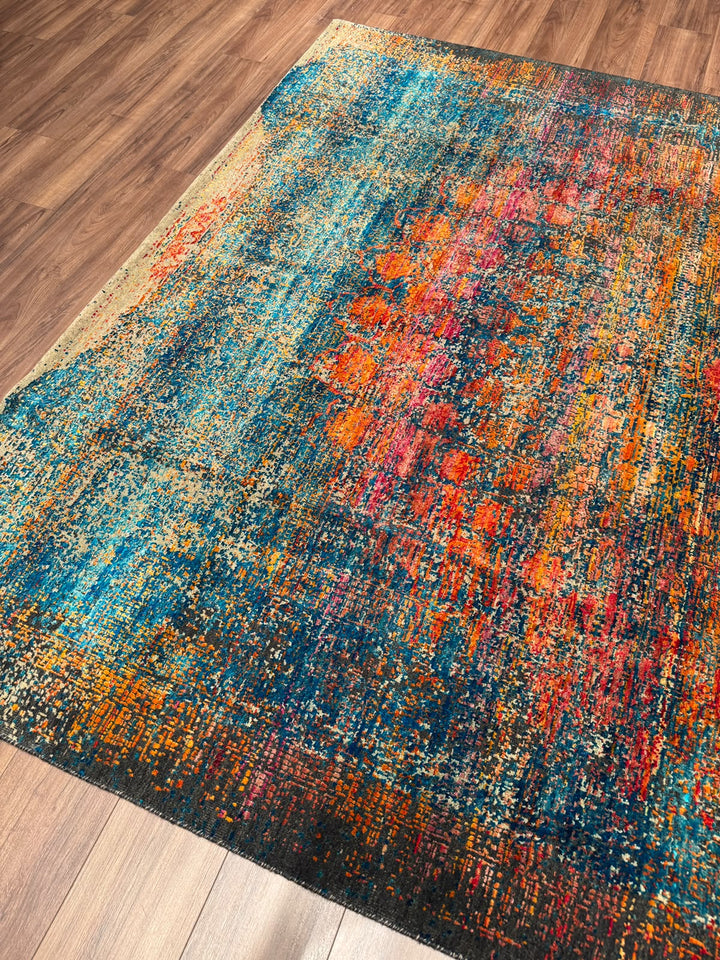 Oxidised Orijinal El Dokuması Multi Yün İpek Halı 244x304 7.42 Metrekare - 8x10 ft