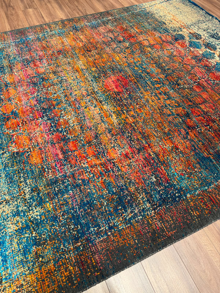 Oxidised Orijinal El Dokuması Multi Yün İpek Halı 244x304 7.42 Metrekare - 8x10 ft