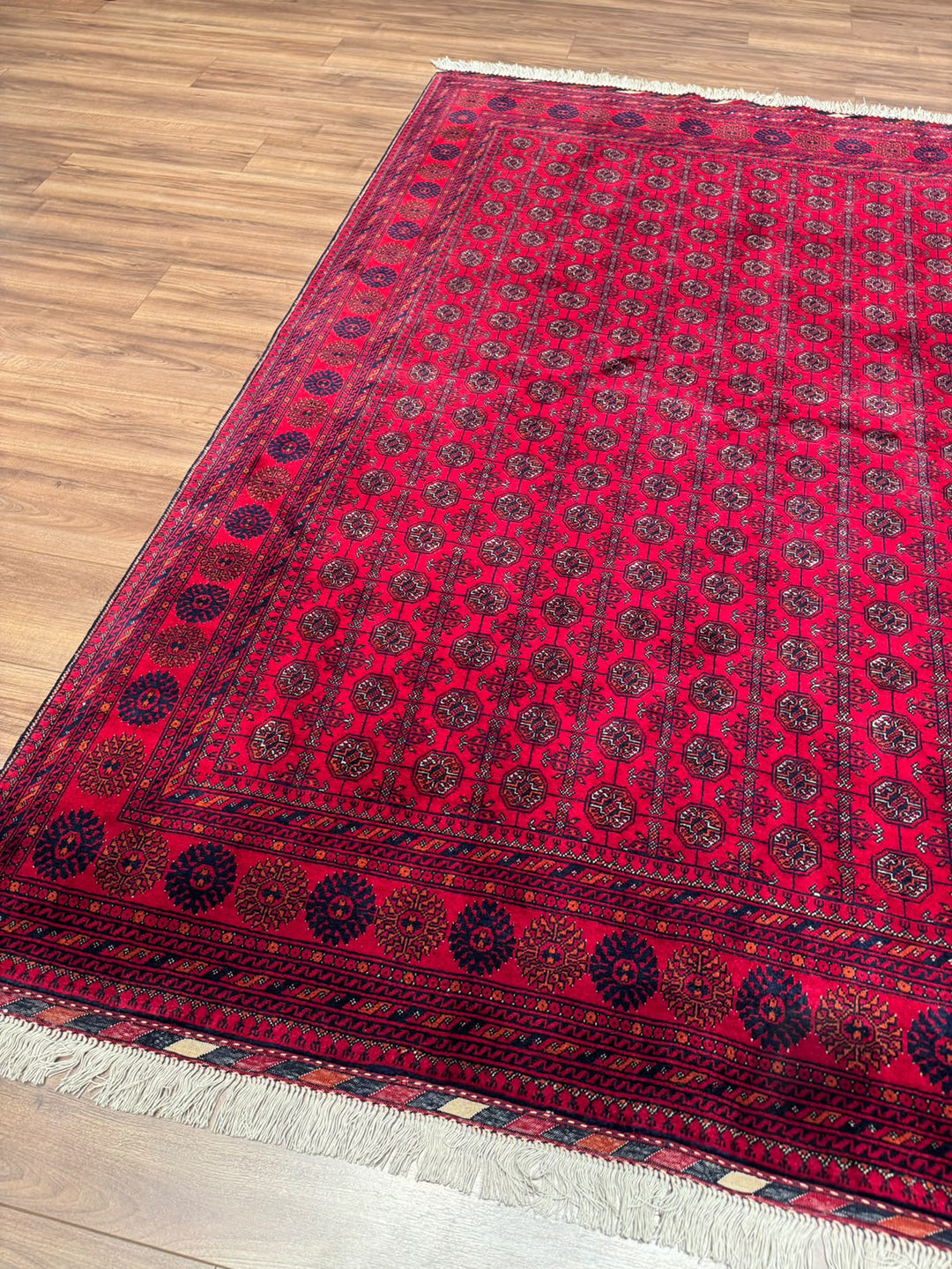 Afgan Halısı Bilcik Buhara Orijinal El Dokuması Kök Boya Yün 175x232 4.06 Metrekare - 5x7 ft