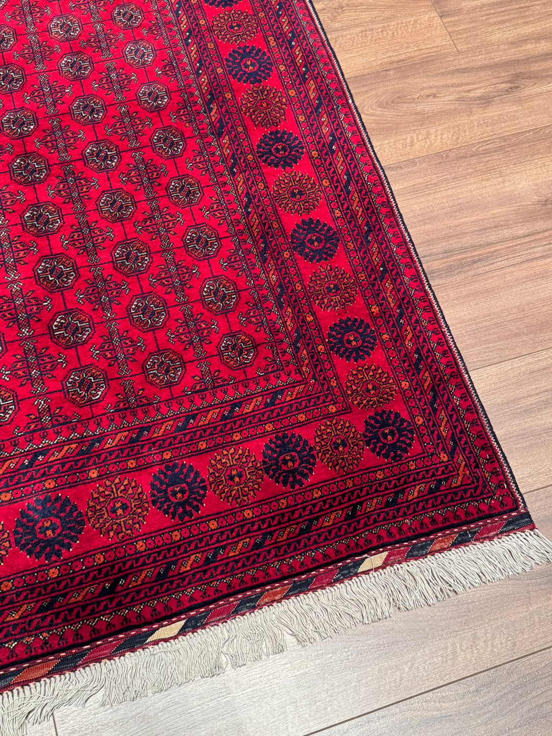 Afgan Halısı Bilcik Buhara Orijinal El Dokuması Kök Boya Yün 175x232 4.06 Metrekare - 5x7 ft