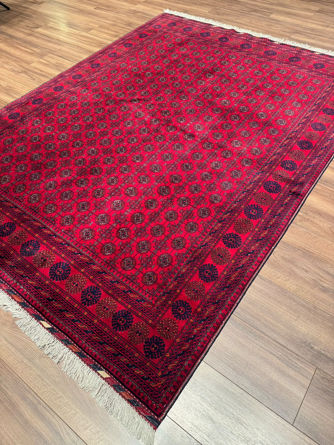 Afgan Halısı Bilcik Buhara Orijinal El Dokuması Kök Boya Yün 175x232 4.06 Metrekare - 5x7 ft