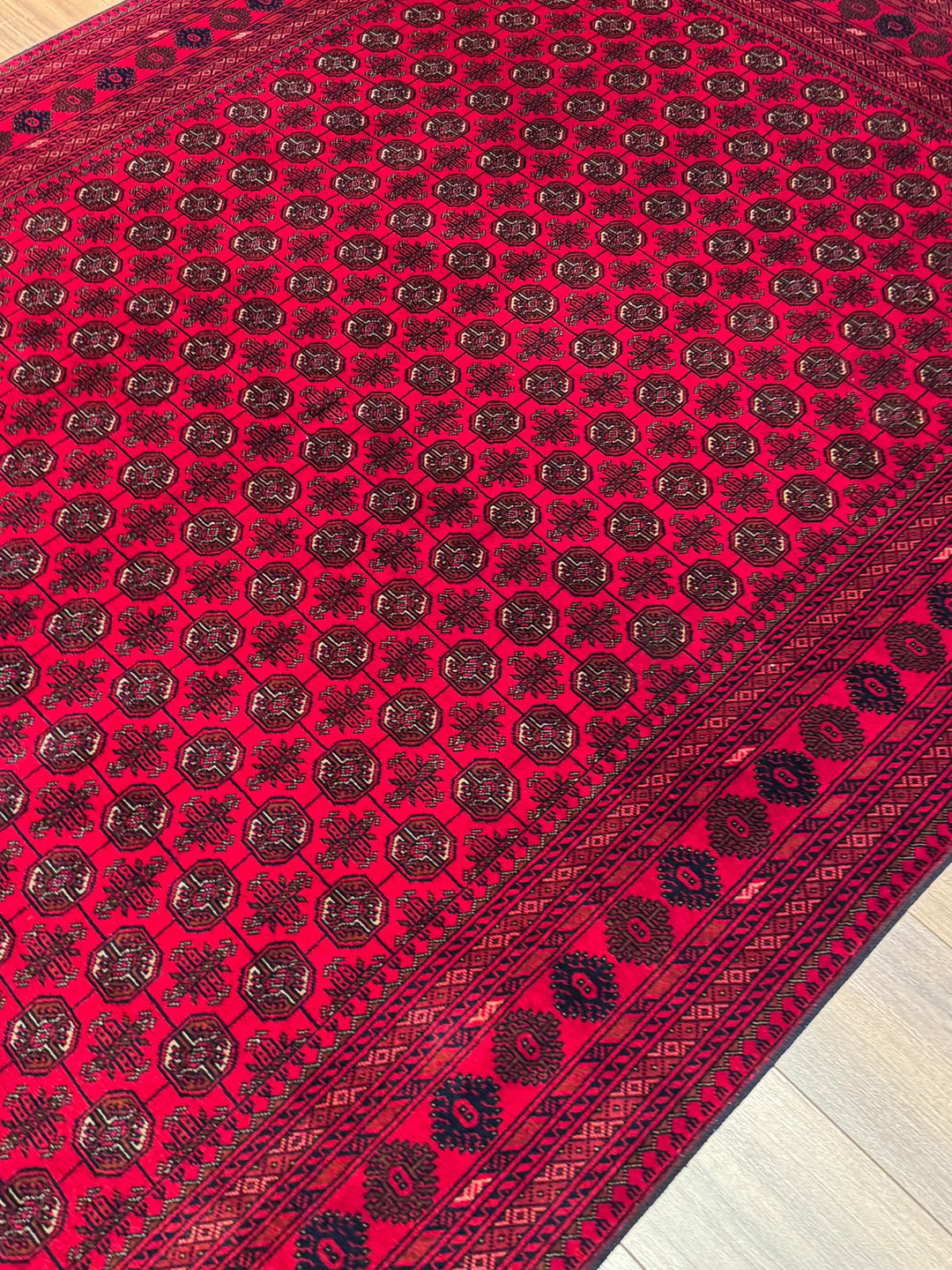 Afgan Halısı Bilcik Buhara Orijinal El Dokuması Kök Boya Yün 169x235 3.97 Metrekare - 5x7 ft