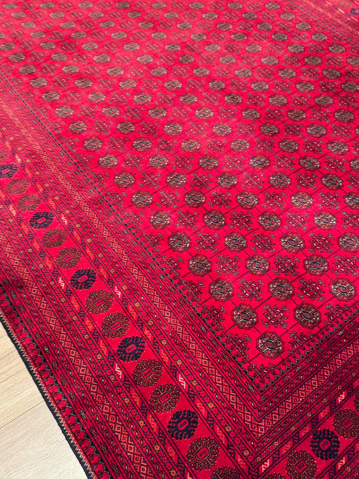 Afgan Halısı Bilcik Buhara Orijinal El Dokuması Kök Boya Yün 196x293 5.74 Metrekare - 7x10 ft