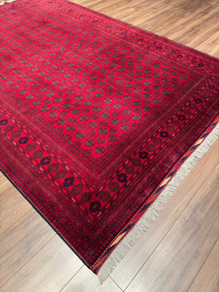 Afgan Halısı Bilcik Buhara Orijinal El Dokuması Kök Boya Yün 196x293 5.74 Metrekare - 7x10 ft