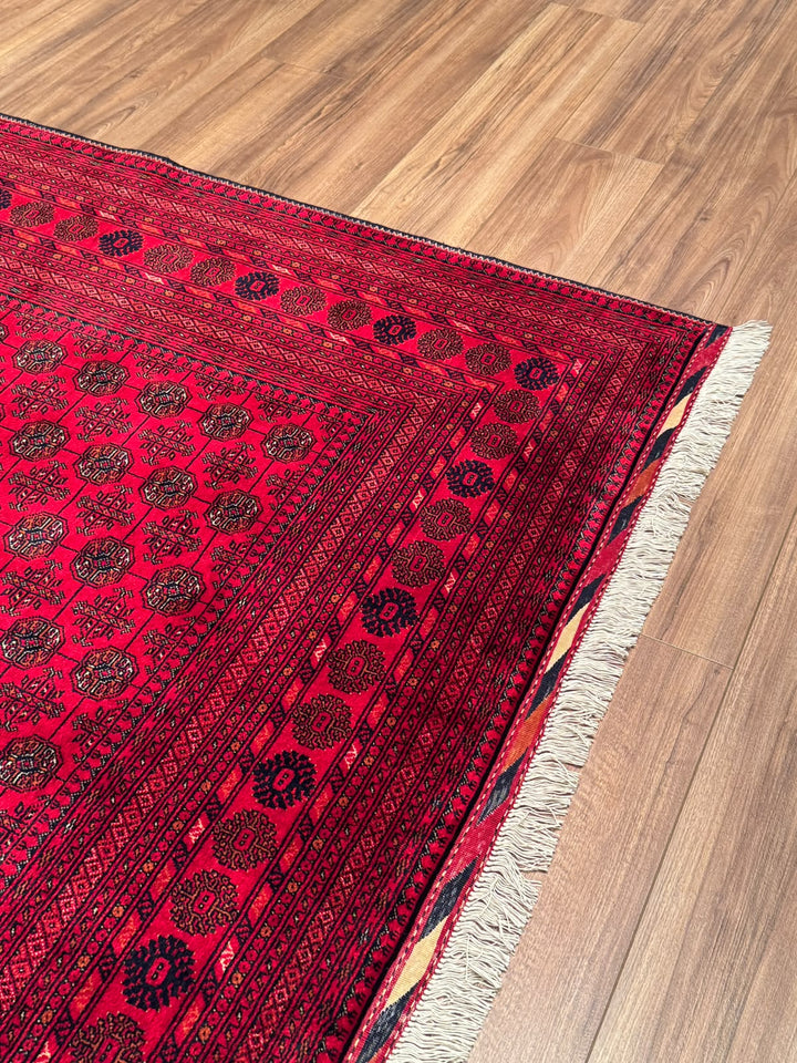 Afgan Halısı Bilcik Buhara Orijinal El Dokuması Kök Boya Yün 196x293 5.74 Metrekare - 7x10 ft