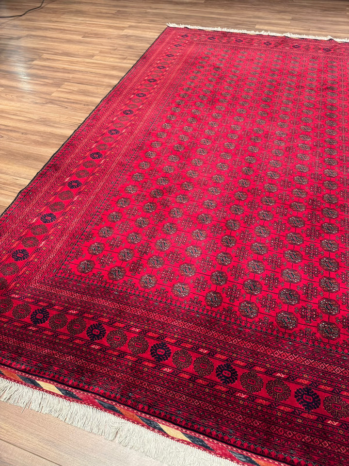 Afgan Halısı Bilcik Buhara Orijinal El Dokuması Kök Boya Yün 196x293 5.74 Metrekare - 7x10 ft
