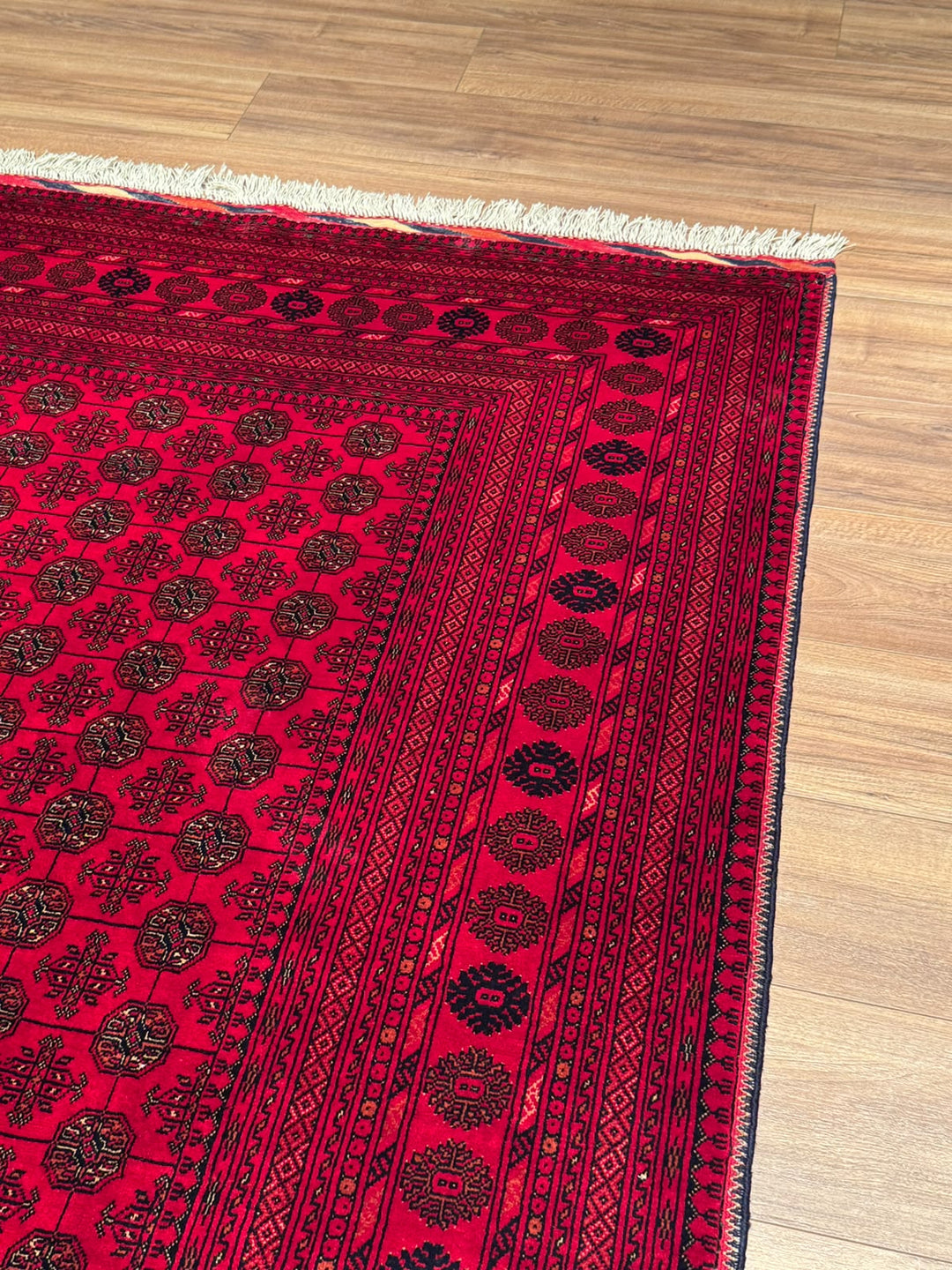Afgan Halısı Bilcik Buhara Orijinal El Dokuması Kök Boya Yün 196x293 5.74 Metrekare - 7x10 ft