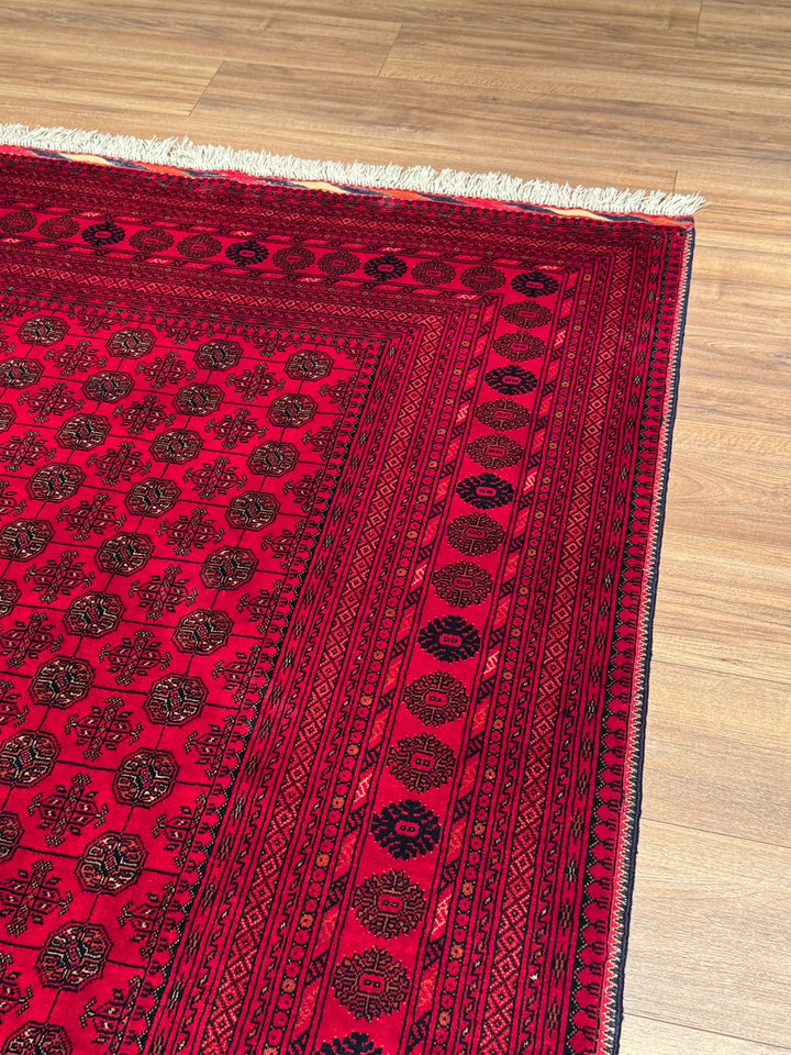 Afgan Halısı Bilcik Buhara Orijinal El Dokuması Kök Boya Yün 196x293 5.74 Metrekare - 7x10 ft