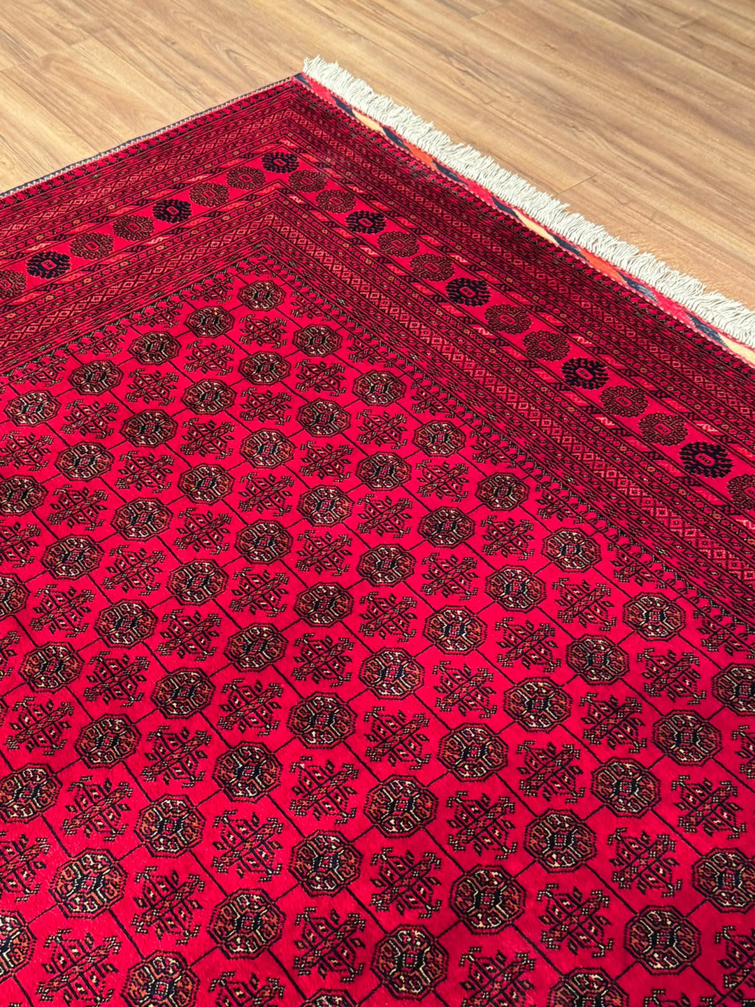 Afgan Halısı Bilcik Buhara Orijinal El Dokuması Kök Boya Yün 196x293 5.74 Metrekare - 7x10 ft
