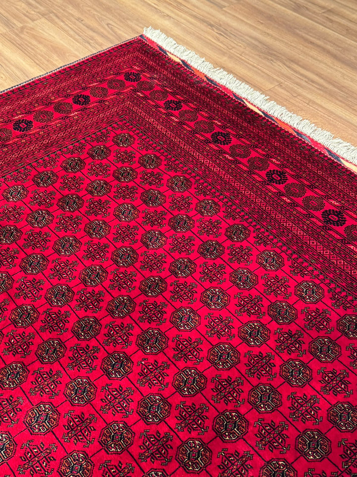 Afgan Halısı Bilcik Buhara Orijinal El Dokuması Kök Boya Yün 196x293 5.74 Metrekare - 7x10 ft