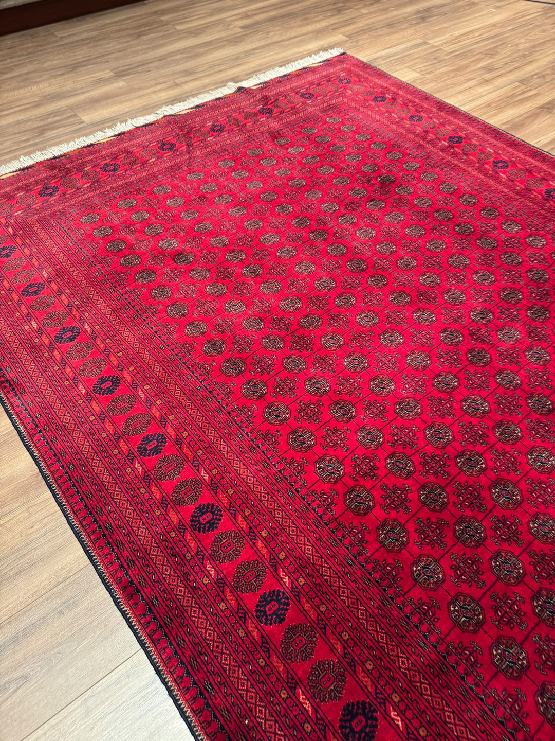 Afgan Halısı Bilcik Buhara Orijinal El Dokuması Kök Boya Yün 196x293 5.74 Metrekare - 7x10 ft