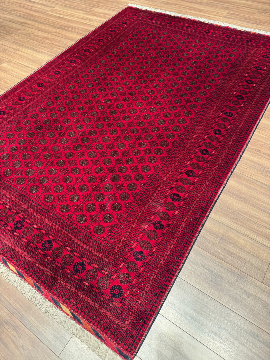 Afgan Halısı Bilcik Buhara Orijinal El Dokuması Kök Boya Yün 196x293 5.74 Metrekare - 7x10 ft