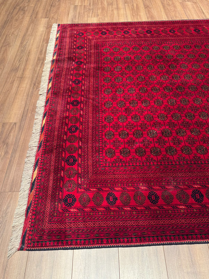 Afgan Halısı Bilcik Buhara Orijinal El Dokuması Kök Boya Yün 196x293 5.74 Metrekare - 7x10 ft