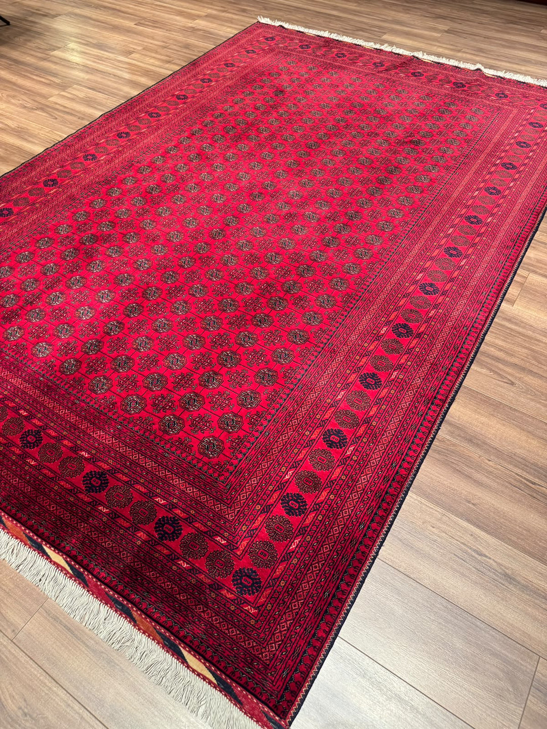 Afgan Halısı Bilcik Buhara Orijinal El Dokuması Kök Boya Yün 196x293 5.74 Metrekare - 7x10 ft