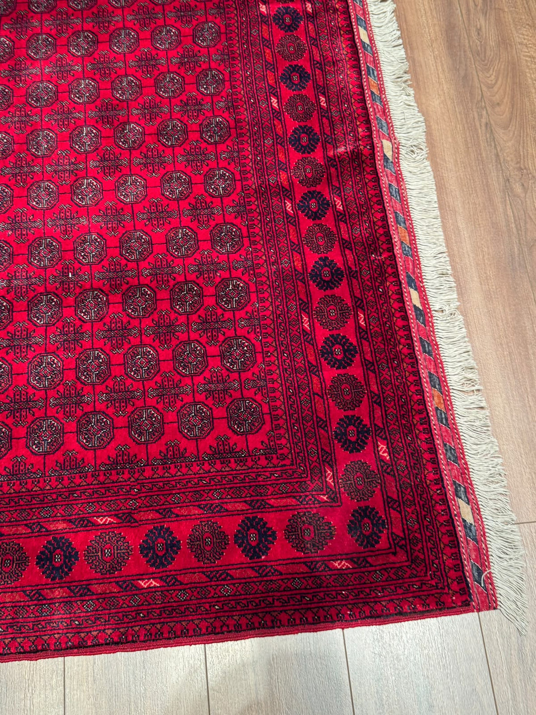 Afgan Halısı Bilcik Buhara Orijinal El Dokuması Kök Boya Yün 168x231 3.88 Metrekare - 5x7 ft