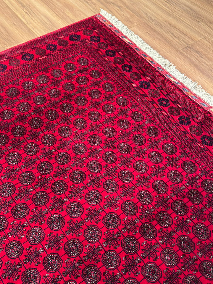 Afgan Halısı Bilcik Buhara Orijinal El Dokuması Kök Boya Yün 168x231 3.88 Metrekare - 5x7 ft