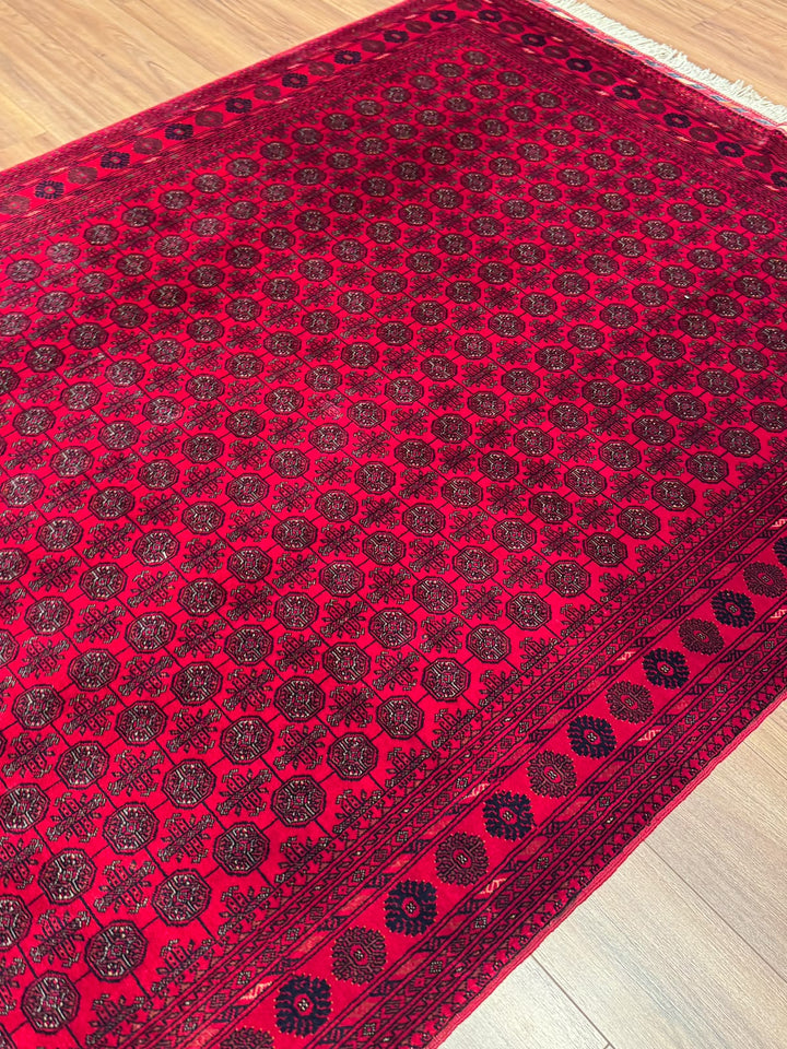 Afgan Halısı Bilcik Buhara Orijinal El Dokuması Kök Boya Yün 168x231 3.88 Metrekare - 5x7 ft