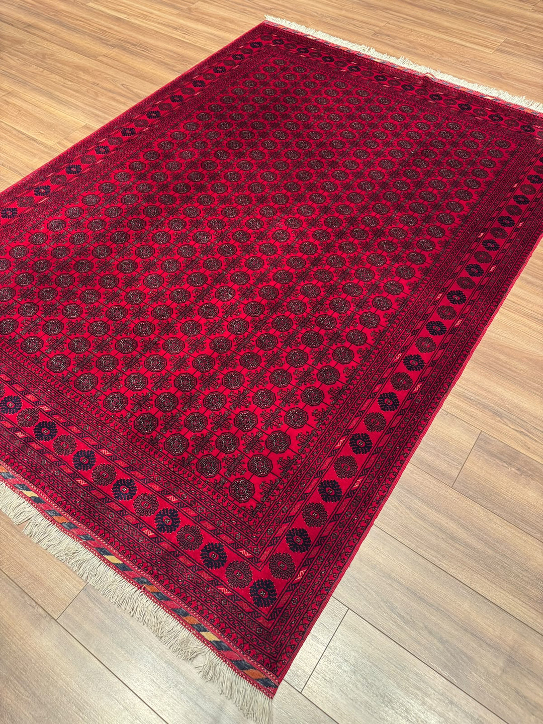 Afgan Halısı Bilcik Buhara Orijinal El Dokuması Kök Boya Yün 168x231 3.88 Metrekare - 5x7 ft