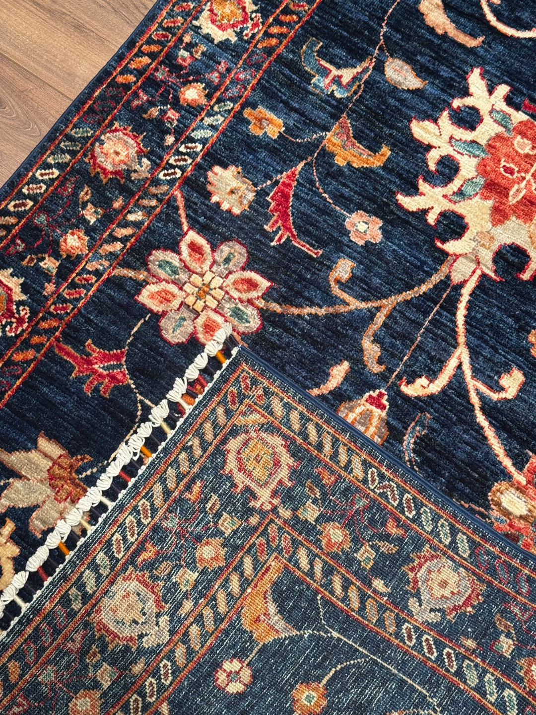 Sultani Binbirgece Yolluk Orijinal El Dokuması Lacivert Kök Boya Yün Halı 100x406 4.06 Metrekare - 3x12 ft