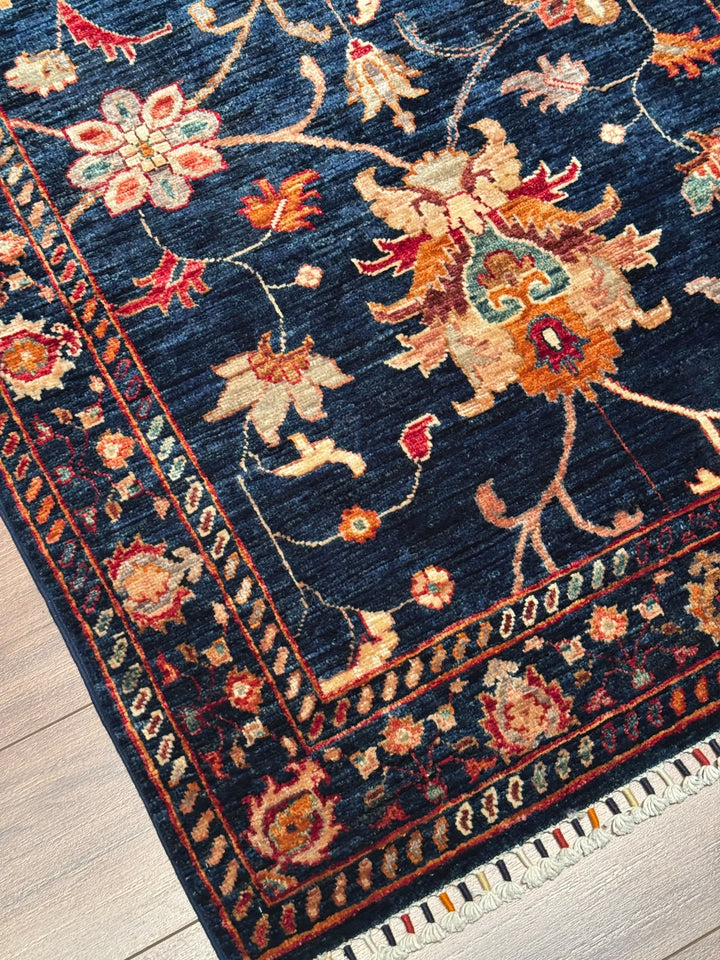 Sultani Binbirgece Yolluk Orijinal El Dokuması Lacivert Kök Boya Yün Halı 100x406 4.06 Metrekare - 3x12 ft