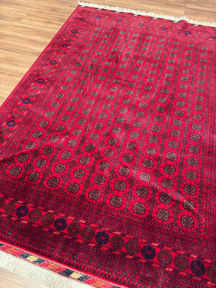 Afgan Halısı Bilcik Buhara Orijinal El Dokuması Kök Boya Yün 151x199 3 Metrekare - 5x7 ft