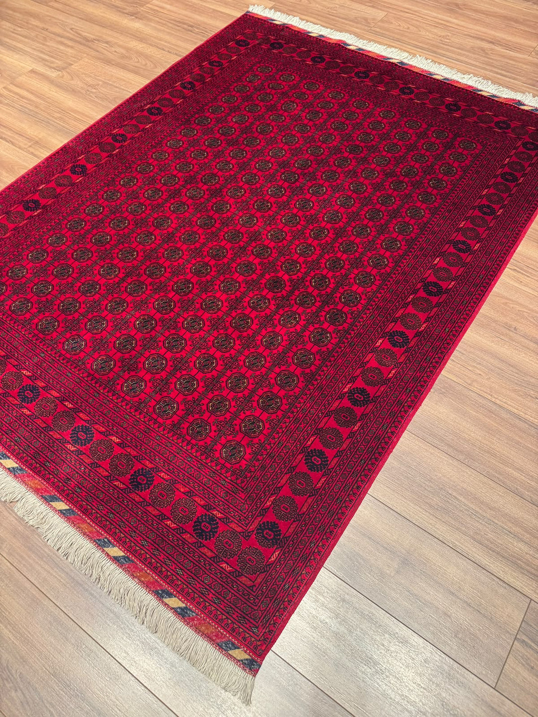 Afgan Halısı Bilcik Buhara Orijinal El Dokuması Kök Boya Yün 151x199 3 Metrekare - 5x7 ft