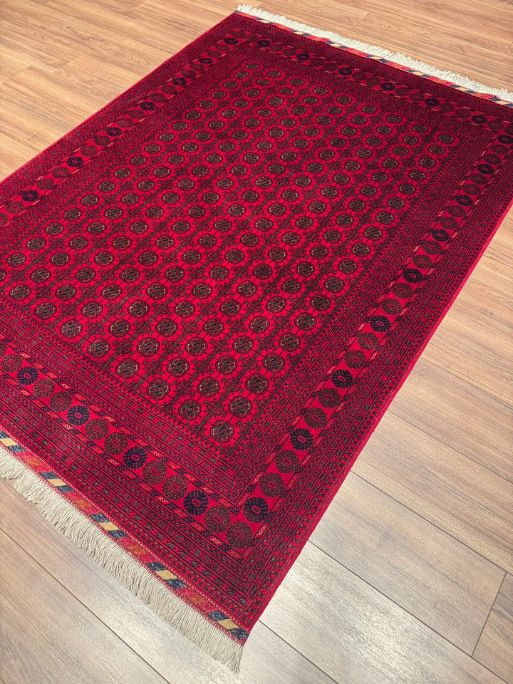 Afgan Halısı Bilcik Buhara Orijinal El Dokuması Kök Boya Yün 151x199 3 Metrekare - 5x7 ft