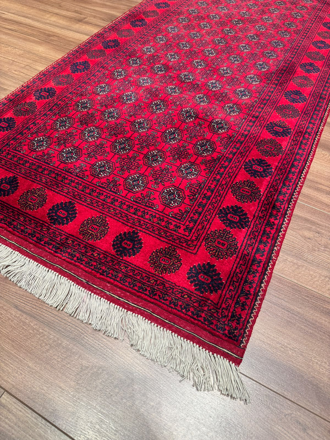 Afgan Halısı Yolluk Bilcik Buhara Orijinal El Dokuması Kök Boya Yün 0.80x291 2.33 Metrekare - 3x10 ft