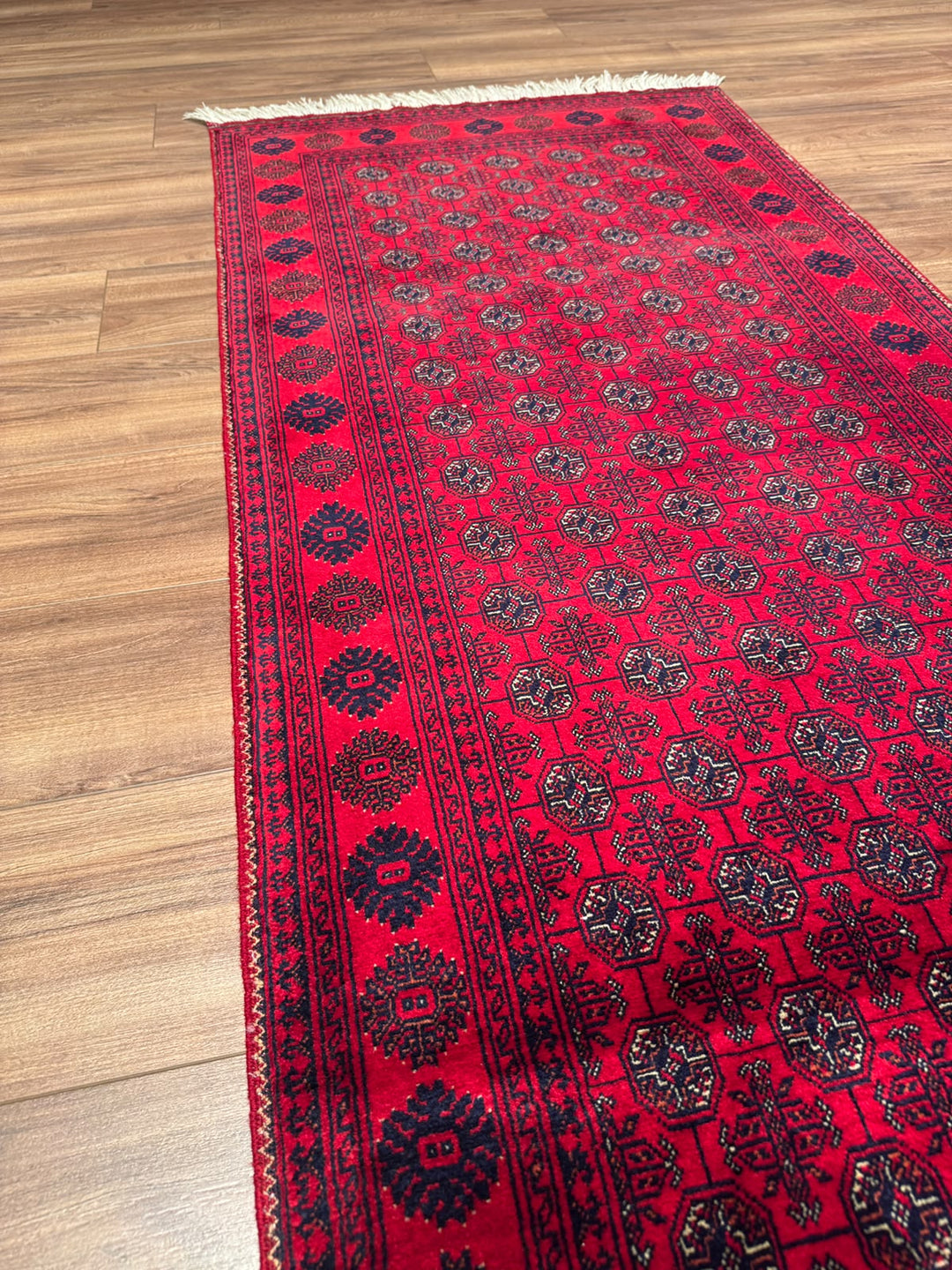 Afgan Halısı Yolluk Bilcik Buhara Orijinal El Dokuması Kök Boya Yün 0.80x291 2.33 Metrekare - 3x10 ft