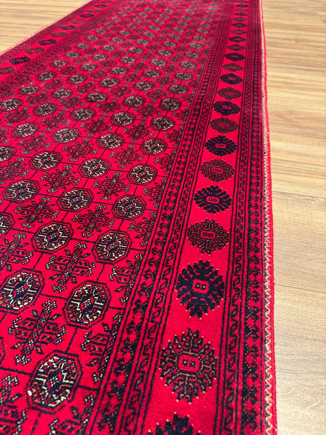 Afgan Halısı Yolluk Bilcik Buhara Orijinal El Dokuması Kök Boya Yün 0.80x291 2.33 Metrekare - 3x10 ft