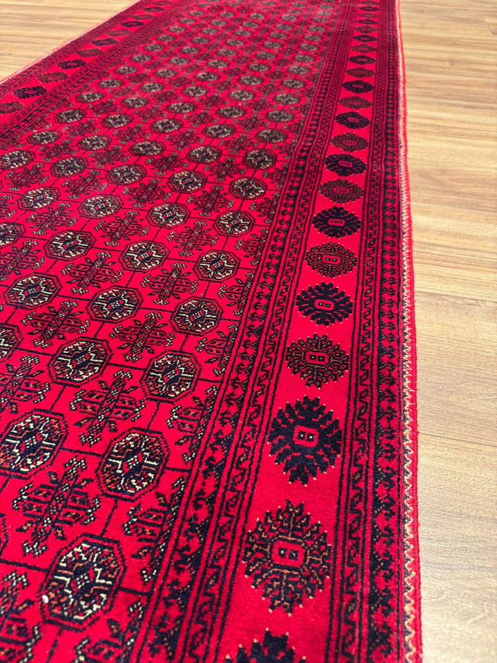 Afgan Halısı Yolluk Bilcik Buhara Orijinal El Dokuması Kök Boya Yün 0.80x291 2.33 Metrekare - 3x10 ft