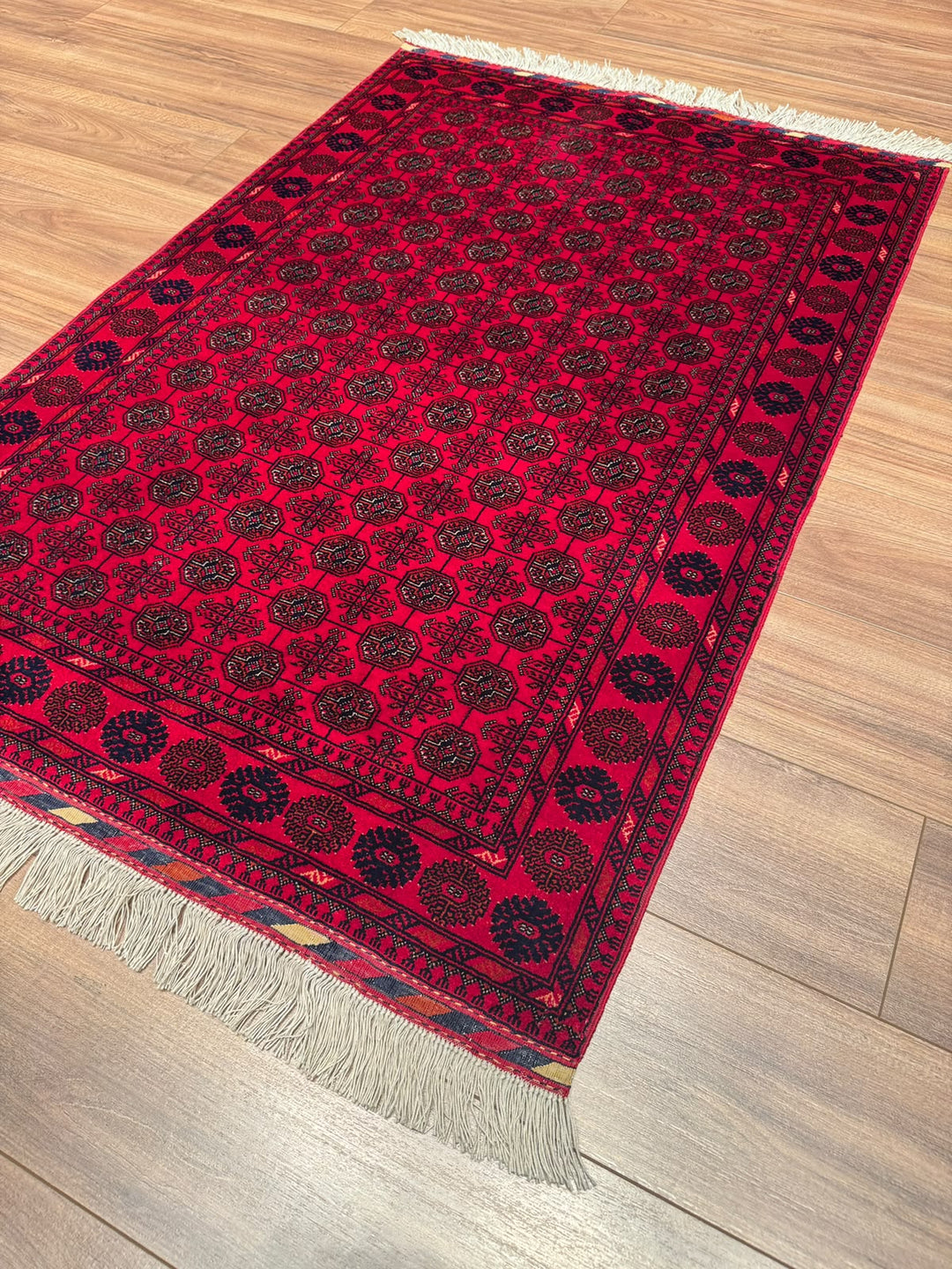 Afgan Halısı Bilcik Buhara Orijinal El Dokuması Kök Boya Yün 0.98x144 1.41 Metrekare - 3x5 ft