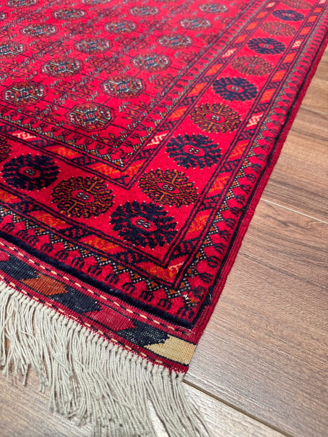 Afgan Halısı Bilcik Buhara Orijinal El Dokuması Kök Boya Yün 0.98x144 1.41 Metrekare - 3x5 ft