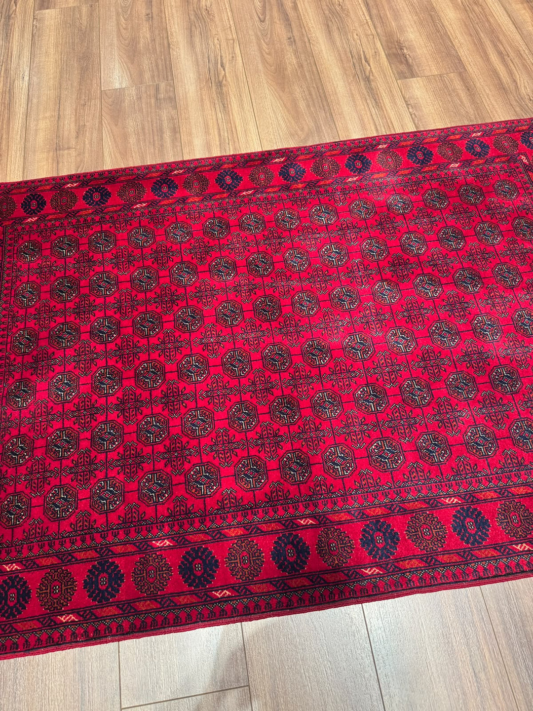 Afgan Halısı Bilcik Buhara Orijinal El Dokuması Kök Boya Yün 0.98x144 1.41 Metrekare - 3x5 ft