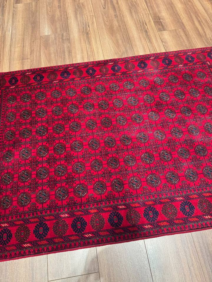 Afgan Halısı Bilcik Buhara Orijinal El Dokuması Kök Boya Yün 0.98x144 1.41 Metrekare - 3x5 ft