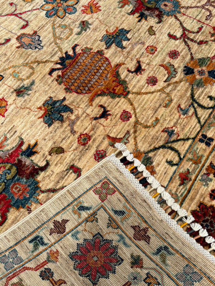 Sultani Binbirgece Orijinal El Dokuması Bej Kök Boya Yün Halı 151x205 3.10 Metrekare - 5x6 ft