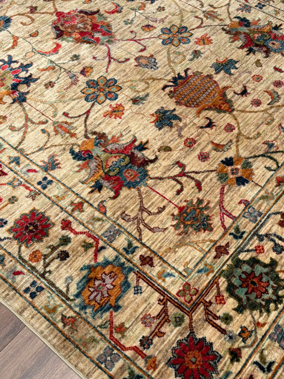 Sultani Binbirgece Orijinal El Dokuması Bej Kök Boya Yün Halı 151x205 3.10 Metrekare - 5x6 ft