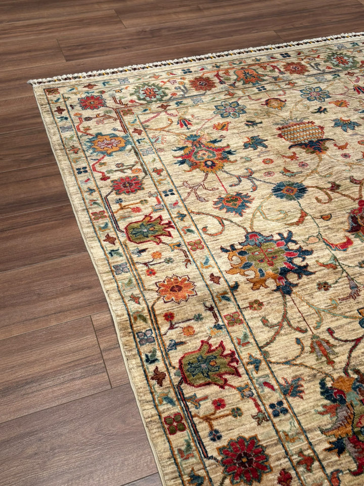 Sultani Binbirgece Orijinal El Dokuması Bej Kök Boya Yün Halı 151x205 3.10 Metrekare - 5x6 ft