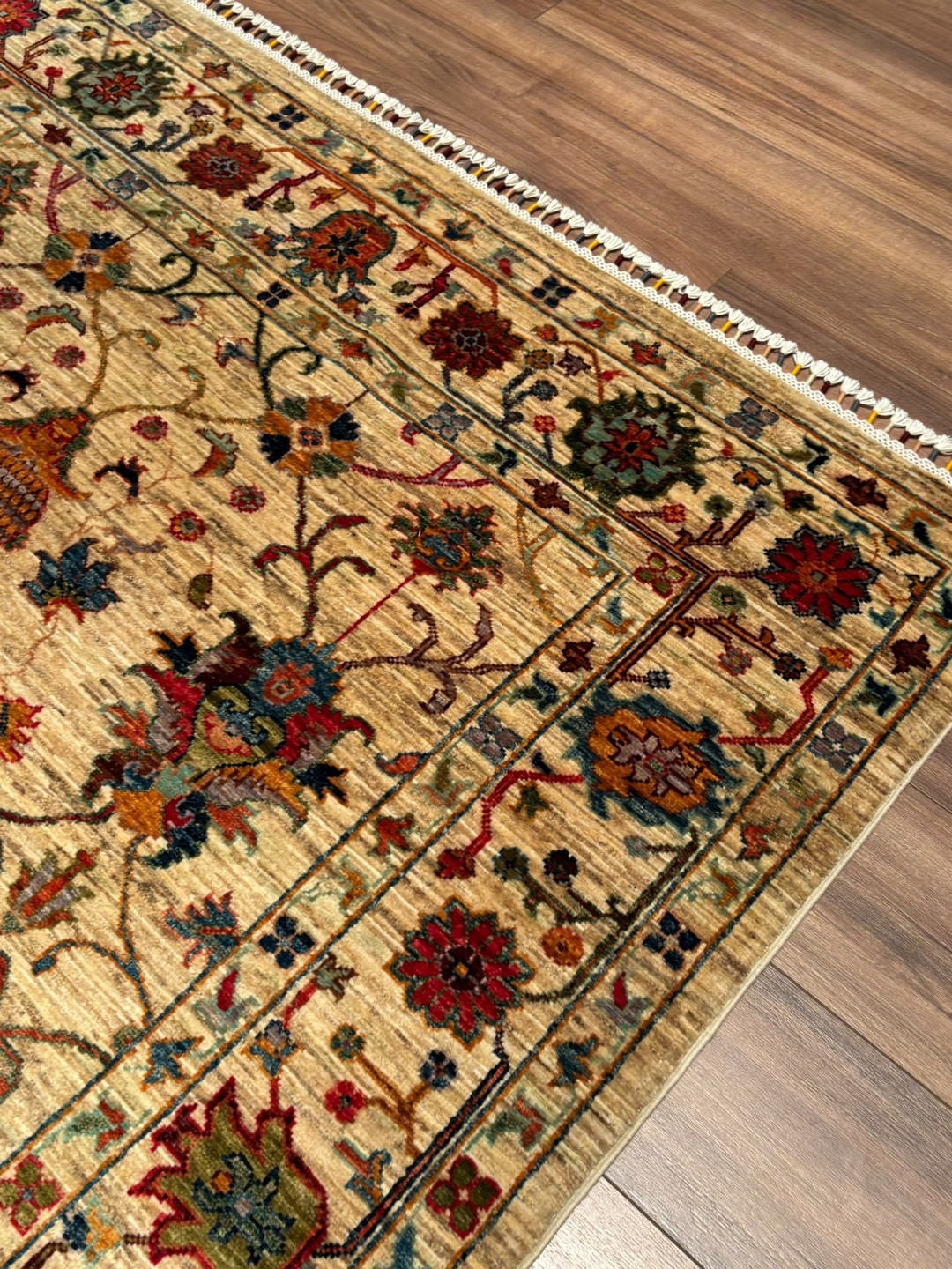 Sultani Binbirgece Orijinal El Dokuması Bej Kök Boya Yün Halı 151x205 3.10 Metrekare - 5x6 ft